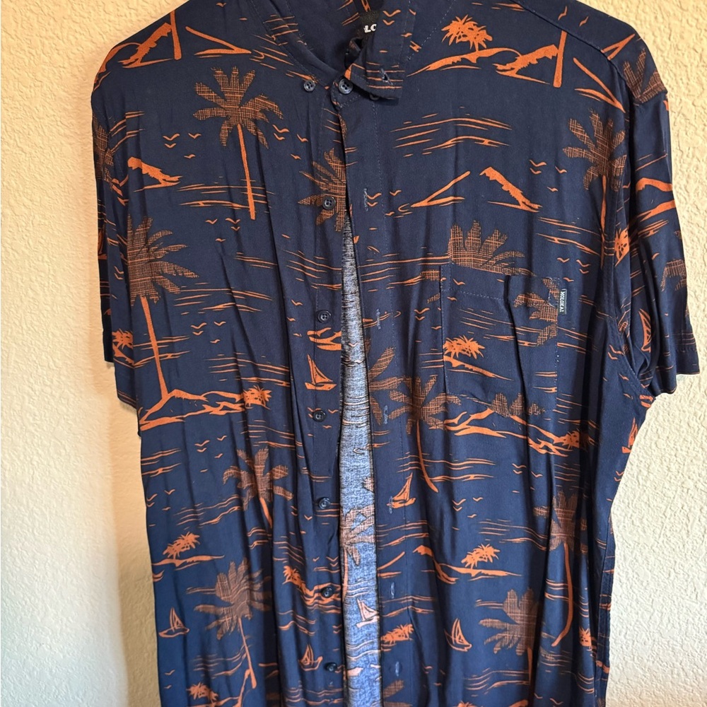 Lokai Navy and Orange Patterned Shirt
